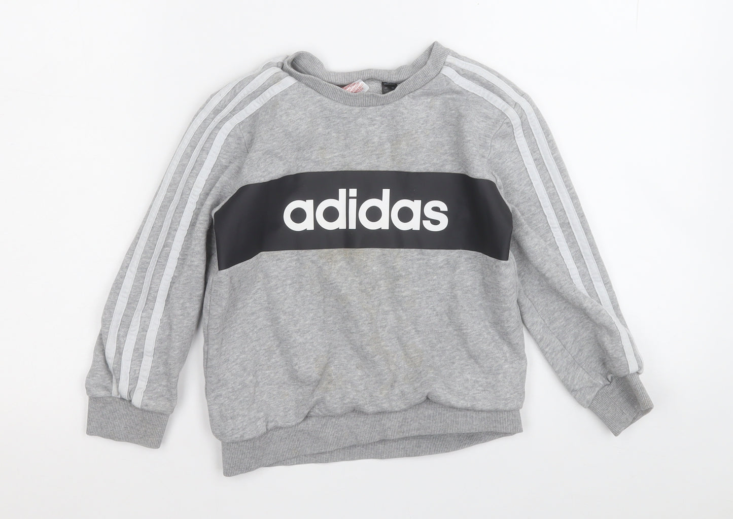 adidas Boys Grey  Cotton Pullover Sweatshirt Size 6-7 Years