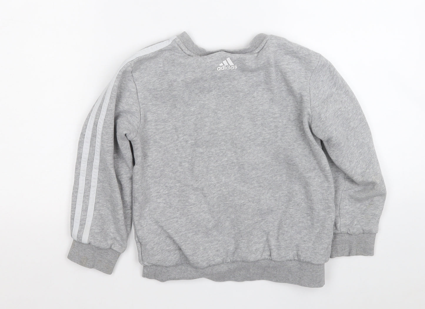 adidas Boys Grey  Cotton Pullover Sweatshirt Size 6-7 Years
