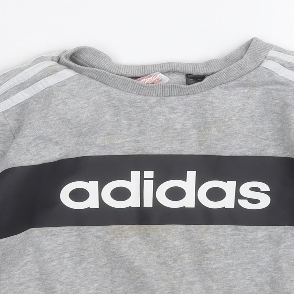 adidas Boys Grey  Cotton Pullover Sweatshirt Size 6-7 Years