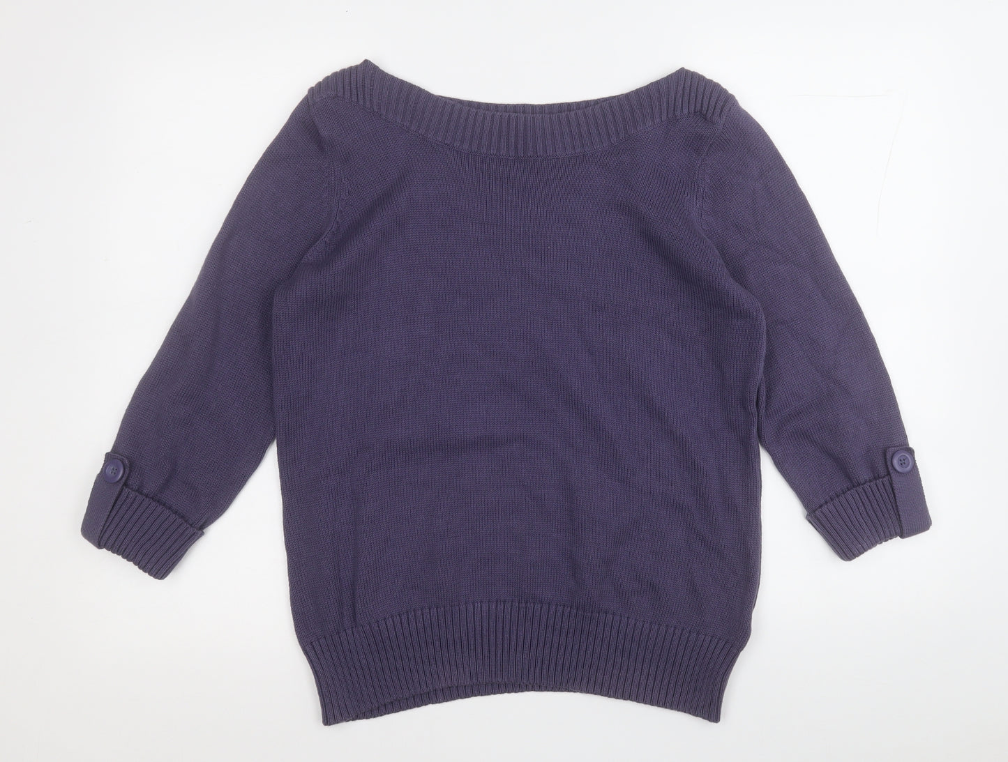 Marks and Spencer Womens Purple Round Neck  Cotton Pullover Jumper Size 16