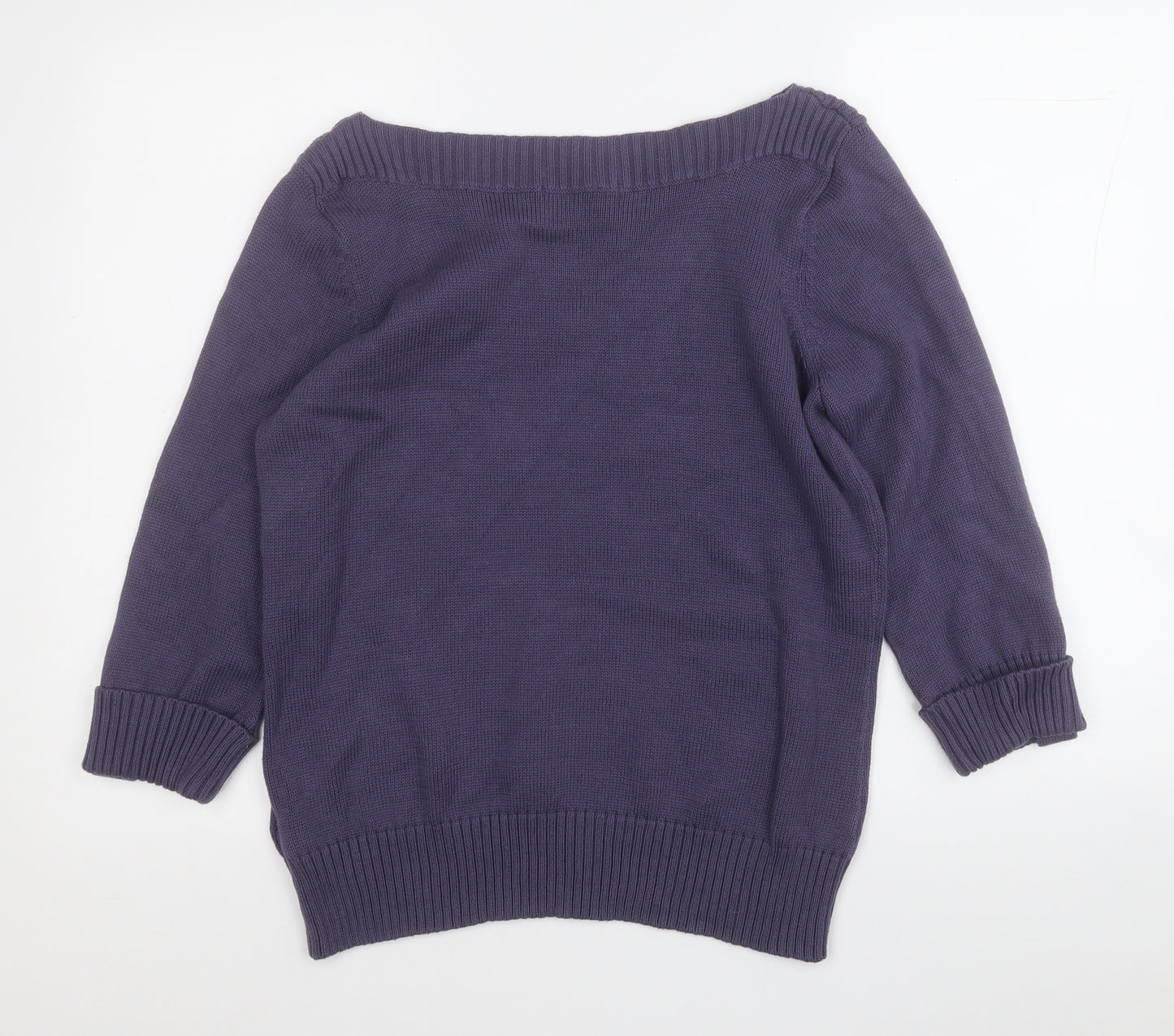 Marks and Spencer Womens Purple Round Neck  Cotton Pullover Jumper Size 16