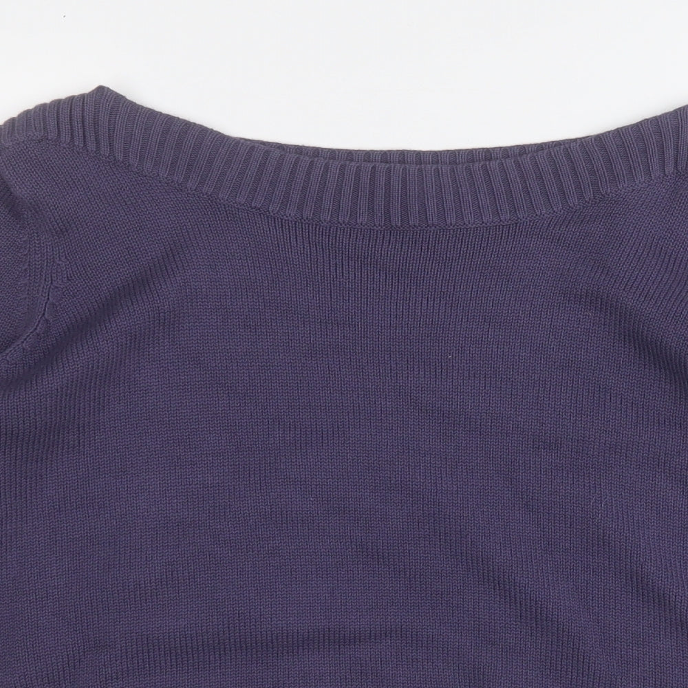 Marks and Spencer Womens Purple Round Neck  Cotton Pullover Jumper Size 16
