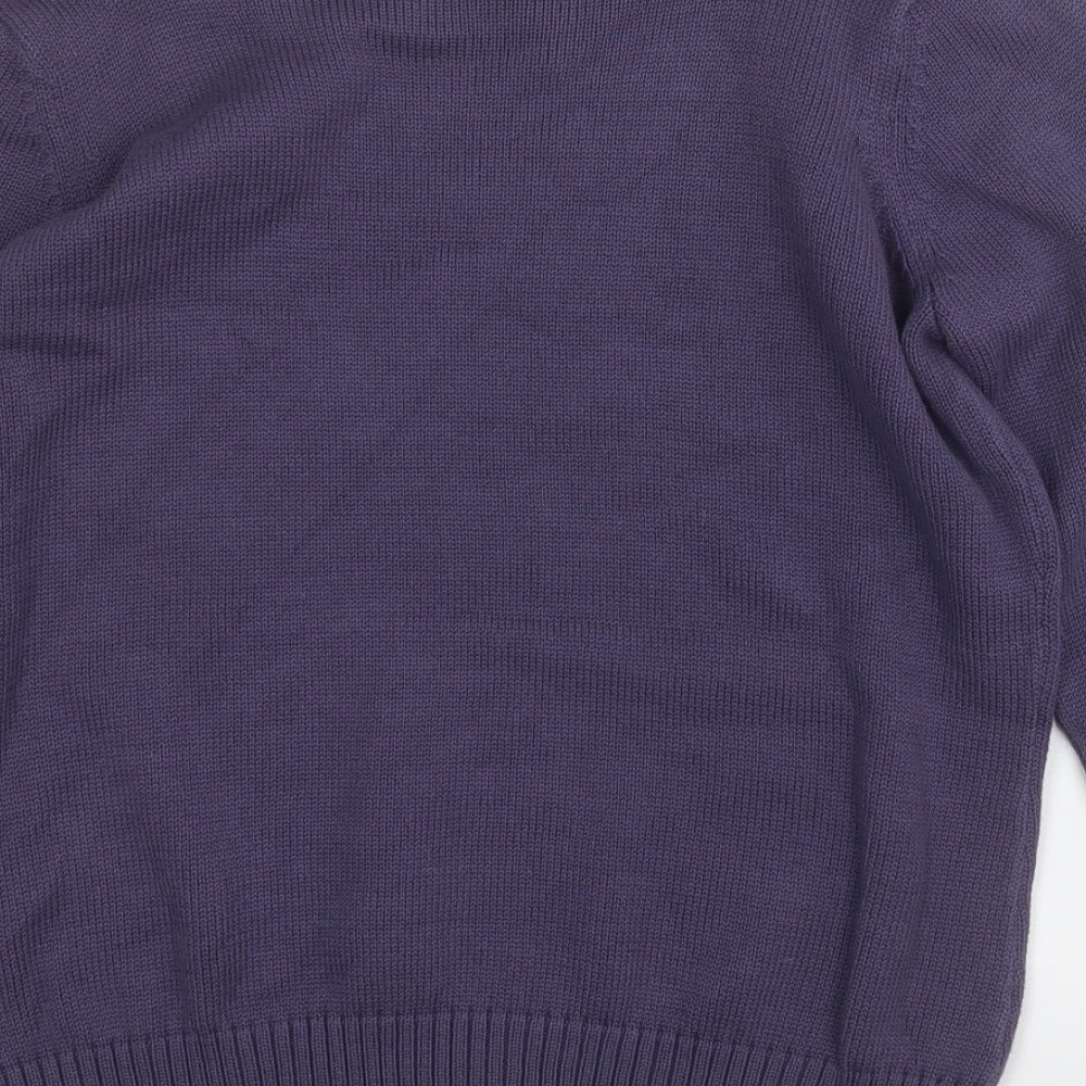 Marks and Spencer Womens Purple Round Neck  Cotton Pullover Jumper Size 16