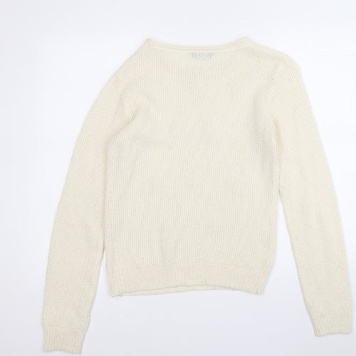 Dorothy Perkins Womens Yellow Round Neck Geometric Acrylic Pullover Jumper Size 10