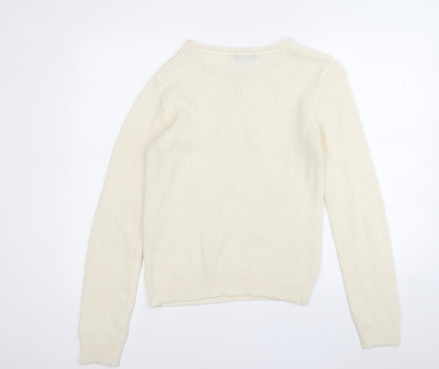 Dorothy Perkins Womens Yellow Round Neck Geometric Acrylic Pullover Jumper Size 10