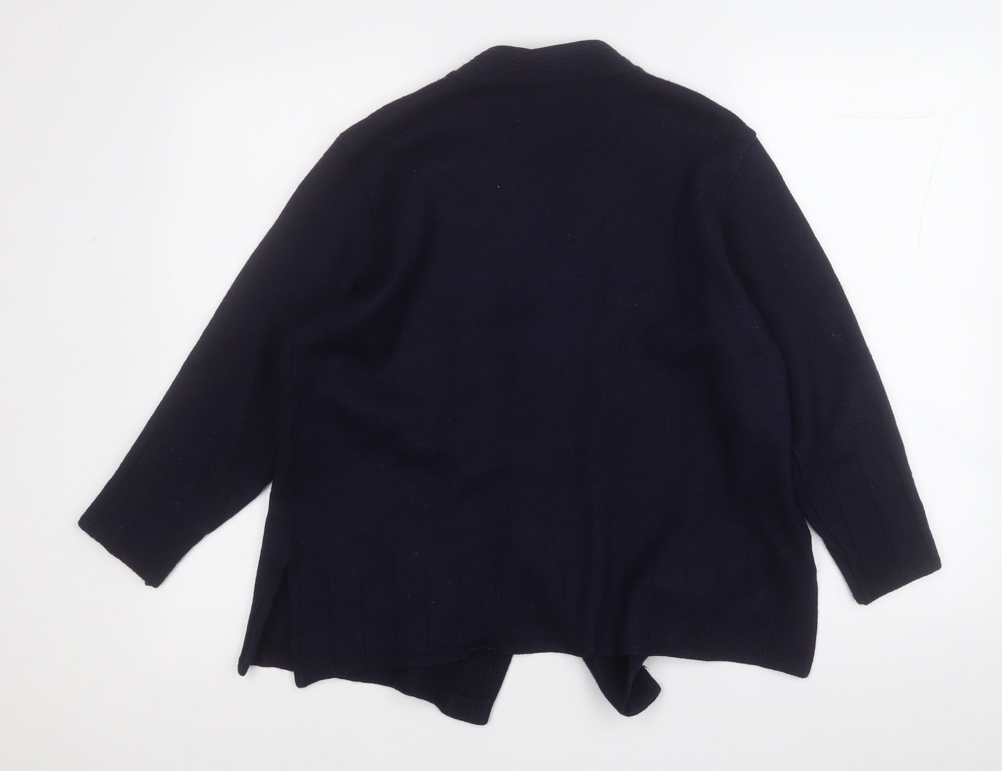 view Womens Blue V-Neck  Wool Cardigan Jumper Size L