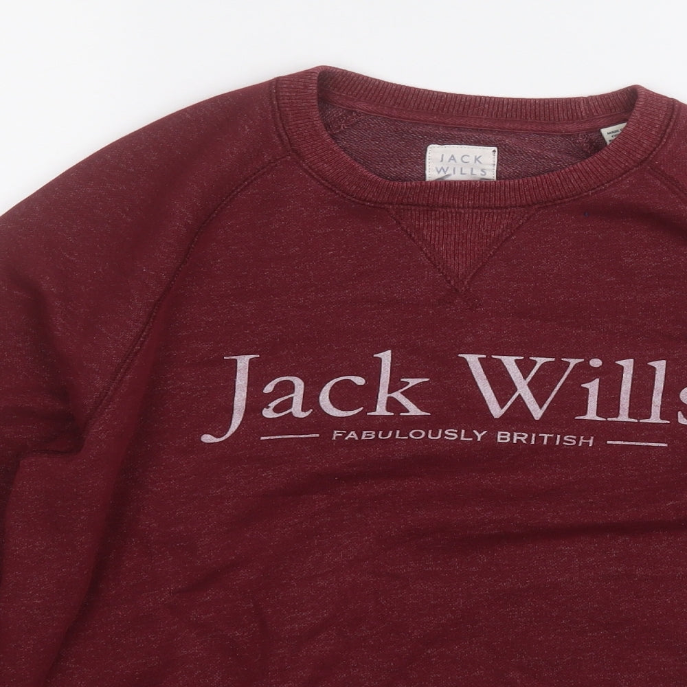 Jack Wills Womens Red  Cotton Pullover Sweatshirt Size M