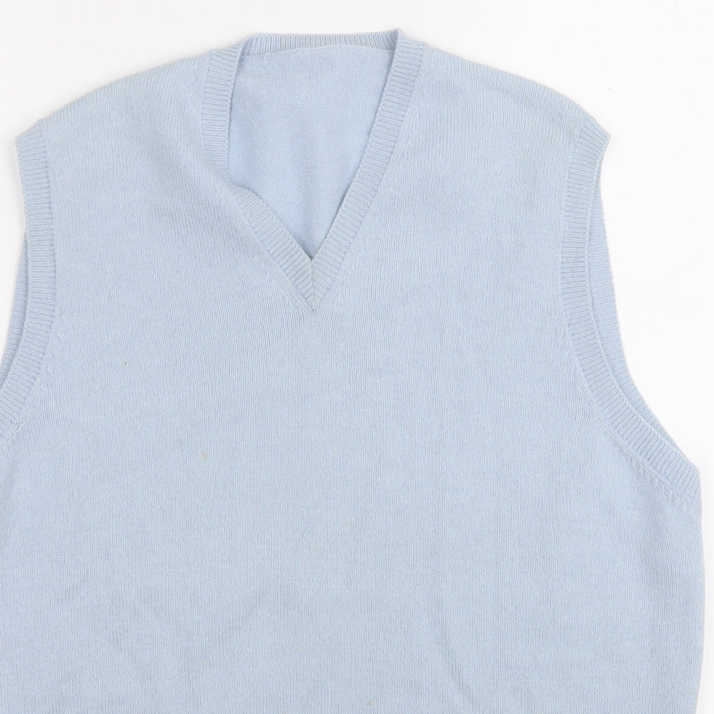 Preworn Womens Blue V-Neck  Acrylic Vest Jumper Size M