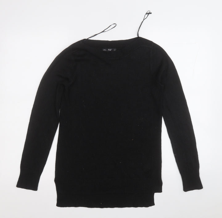 F&F Womens Black Roll Neck Acrylic Pullover Jumper Size 6