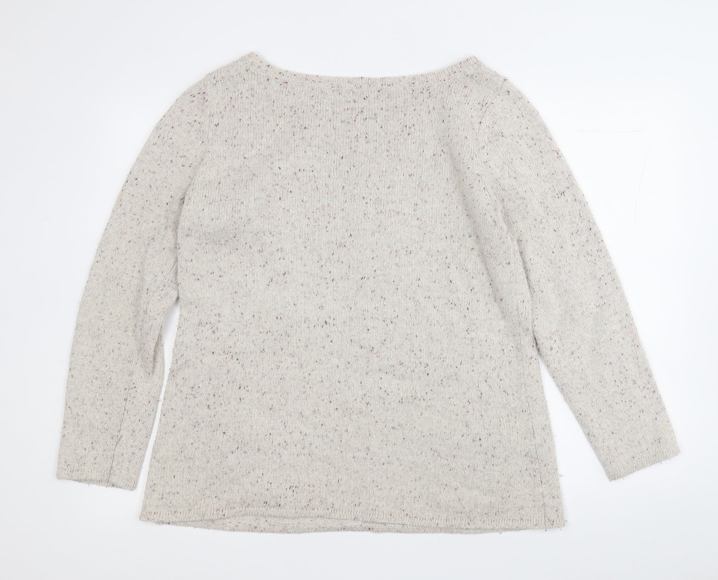 Soon Womens Beige Round Neck  Acrylic Pullover Jumper Size 16