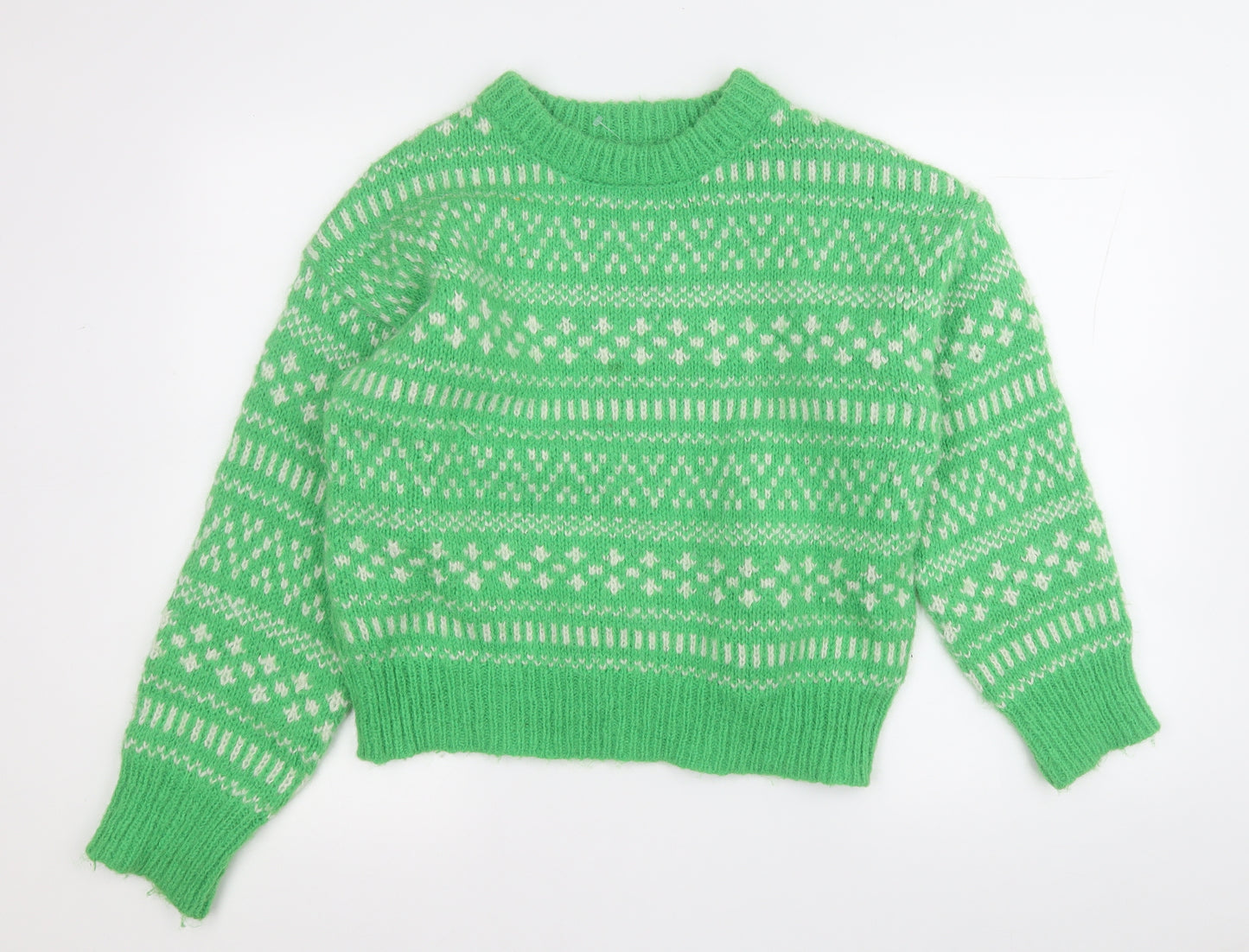 Primark Womens Green Round Neck  Polyester Pullover Jumper Size 12