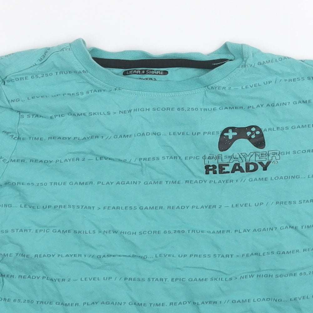 NEXT Boys Blue  Cotton Pullover T-Shirt Size 7-8 Years Round Neck