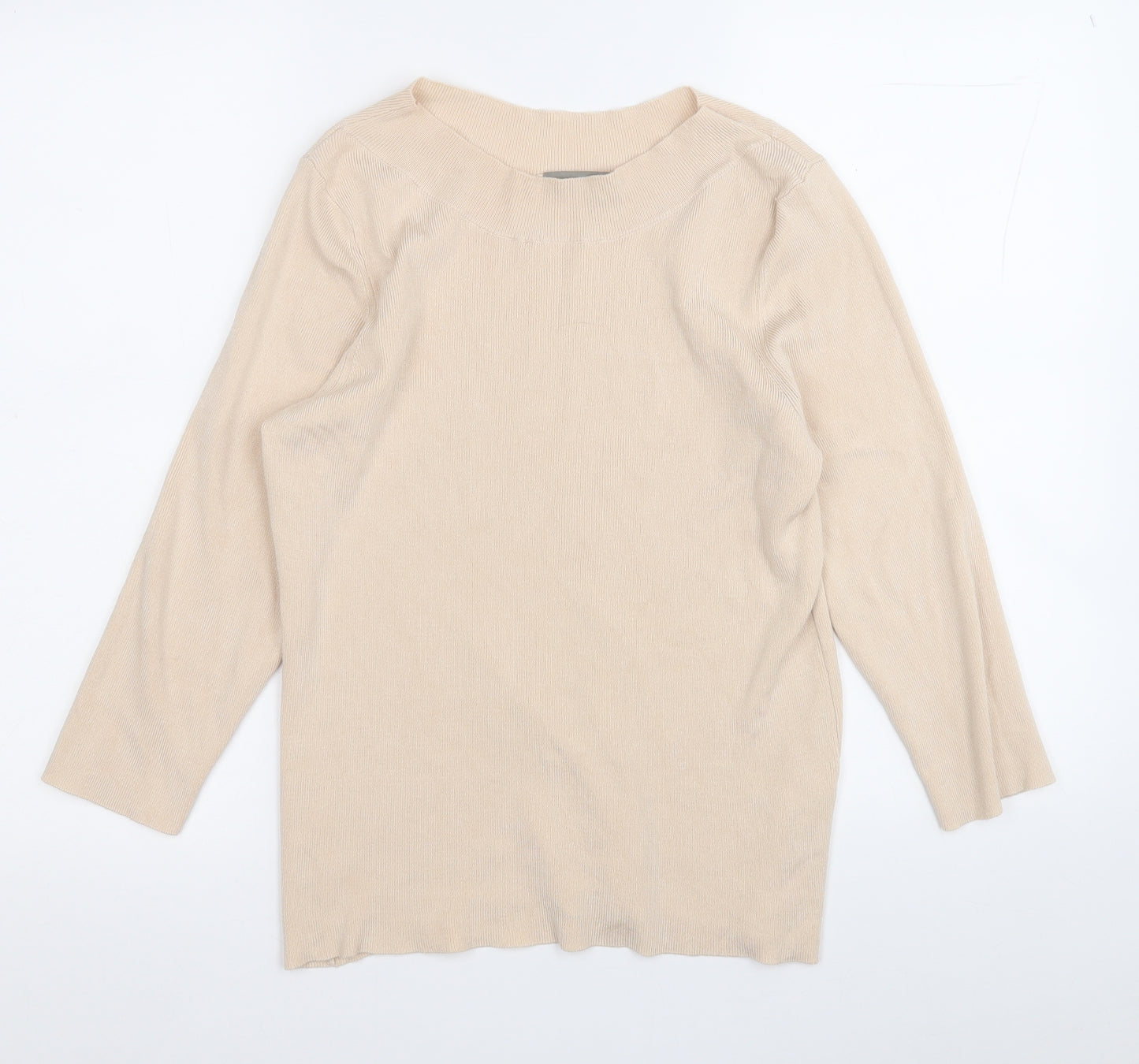 Oasis Womens Beige Round Neck  Viscose Pullover Jumper Size L