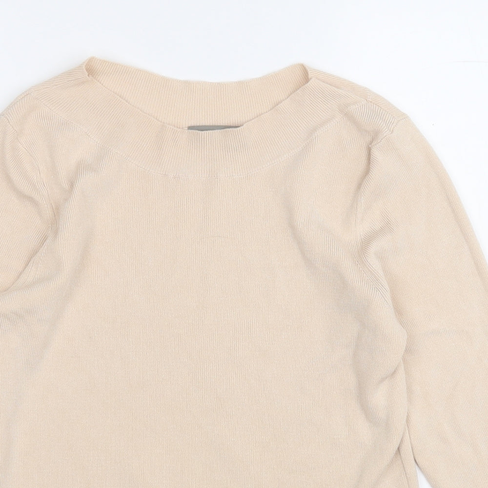 Oasis Womens Beige Round Neck  Viscose Pullover Jumper Size L