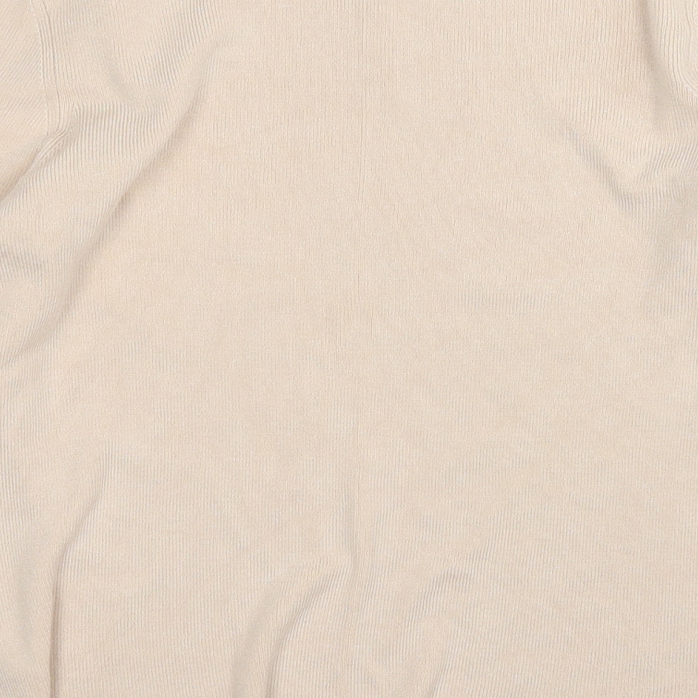 Oasis Womens Beige Round Neck  Viscose Pullover Jumper Size L