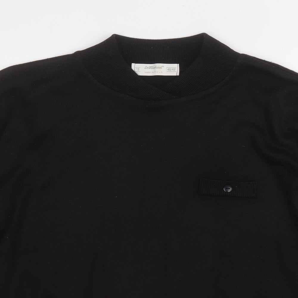 St Michael Mens Black Round Neck  Acrylic Pullover Jumper Size XL