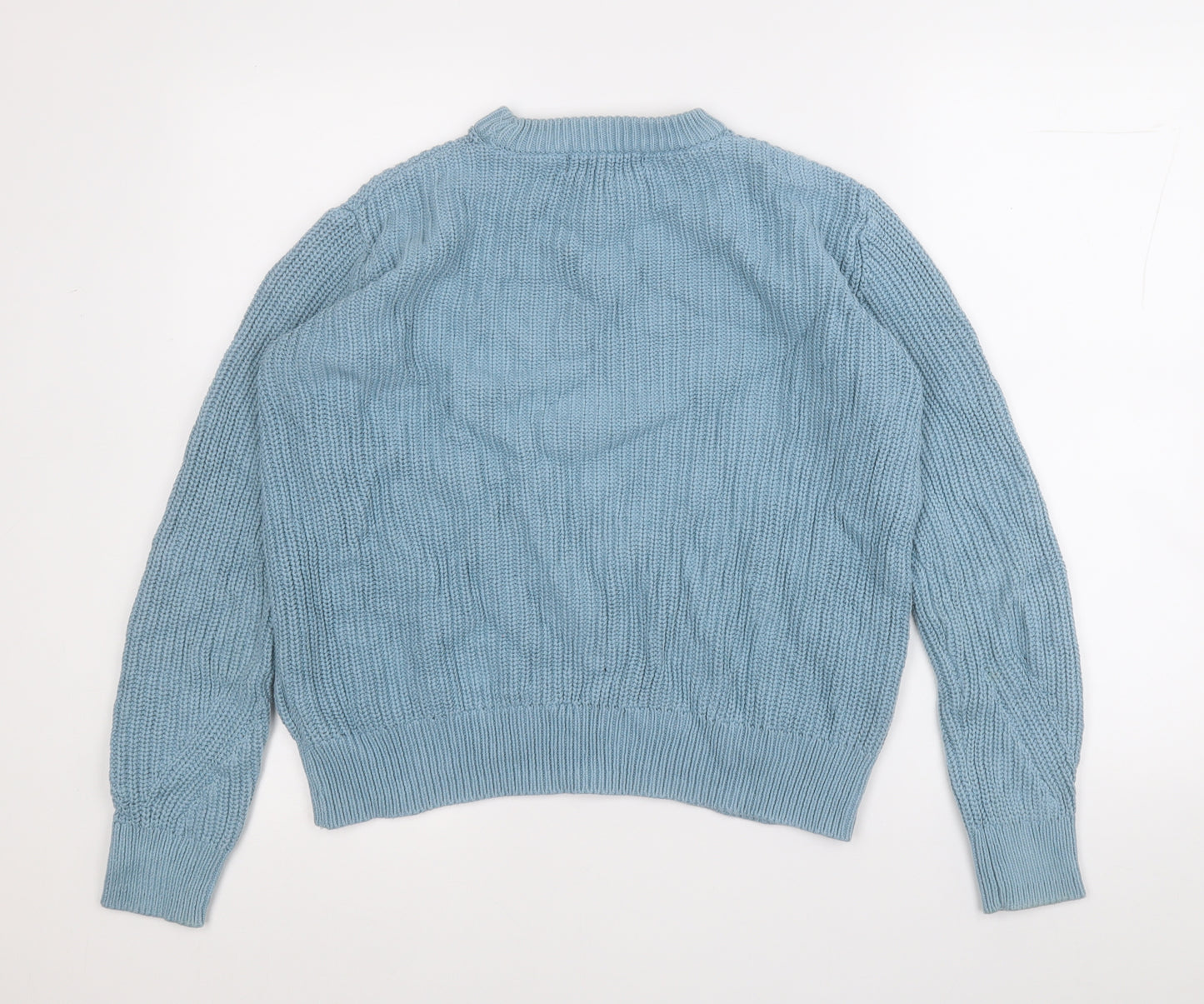 Marks and Spencer Mens Blue Round Neck  Cotton Pullover Jumper Size S