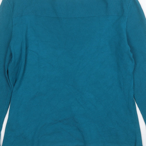 Star Womens Blue Square Neck  Viscose Pullover Jumper Size 14