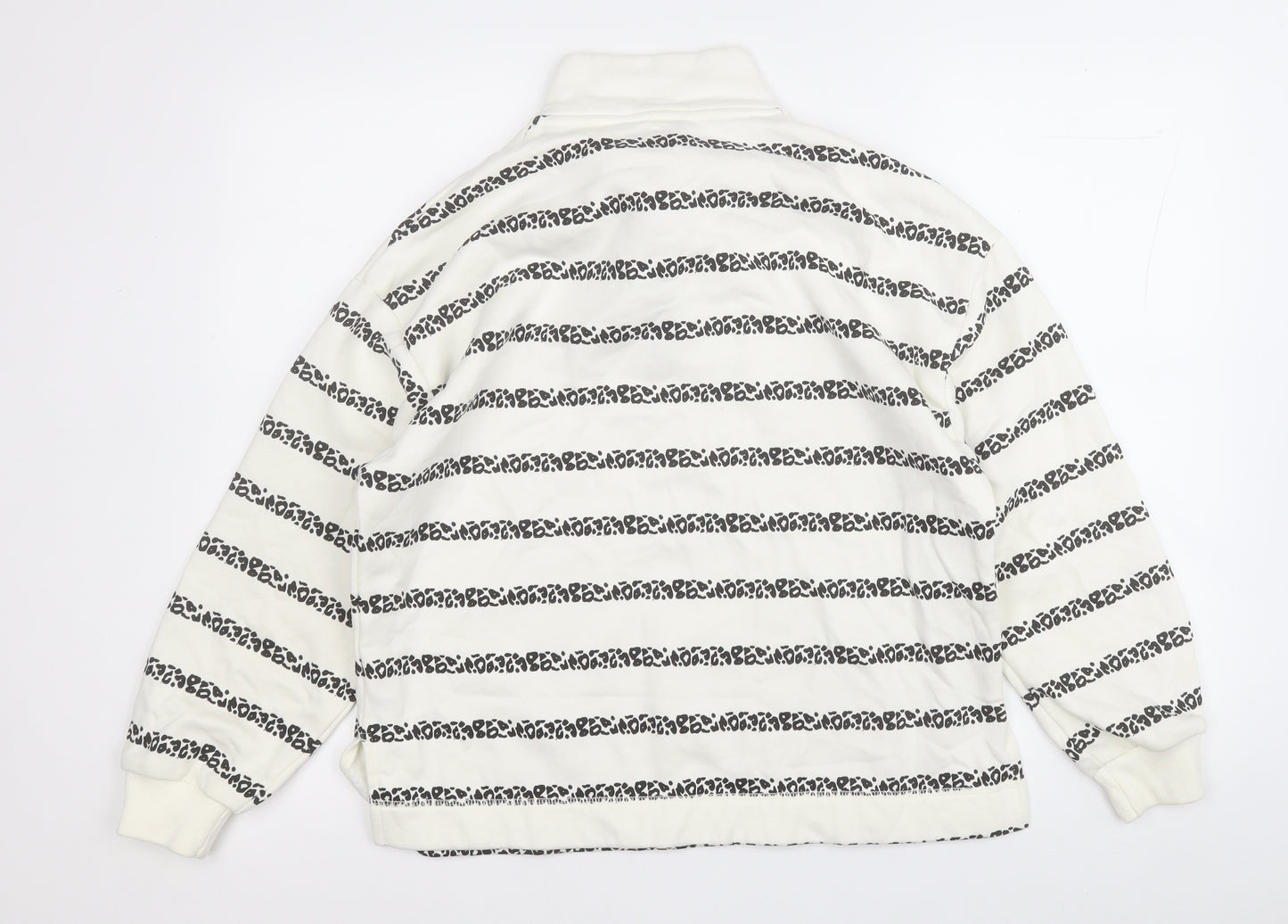 TU Womens White Striped Cotton Pullover Sweatshirt Size M