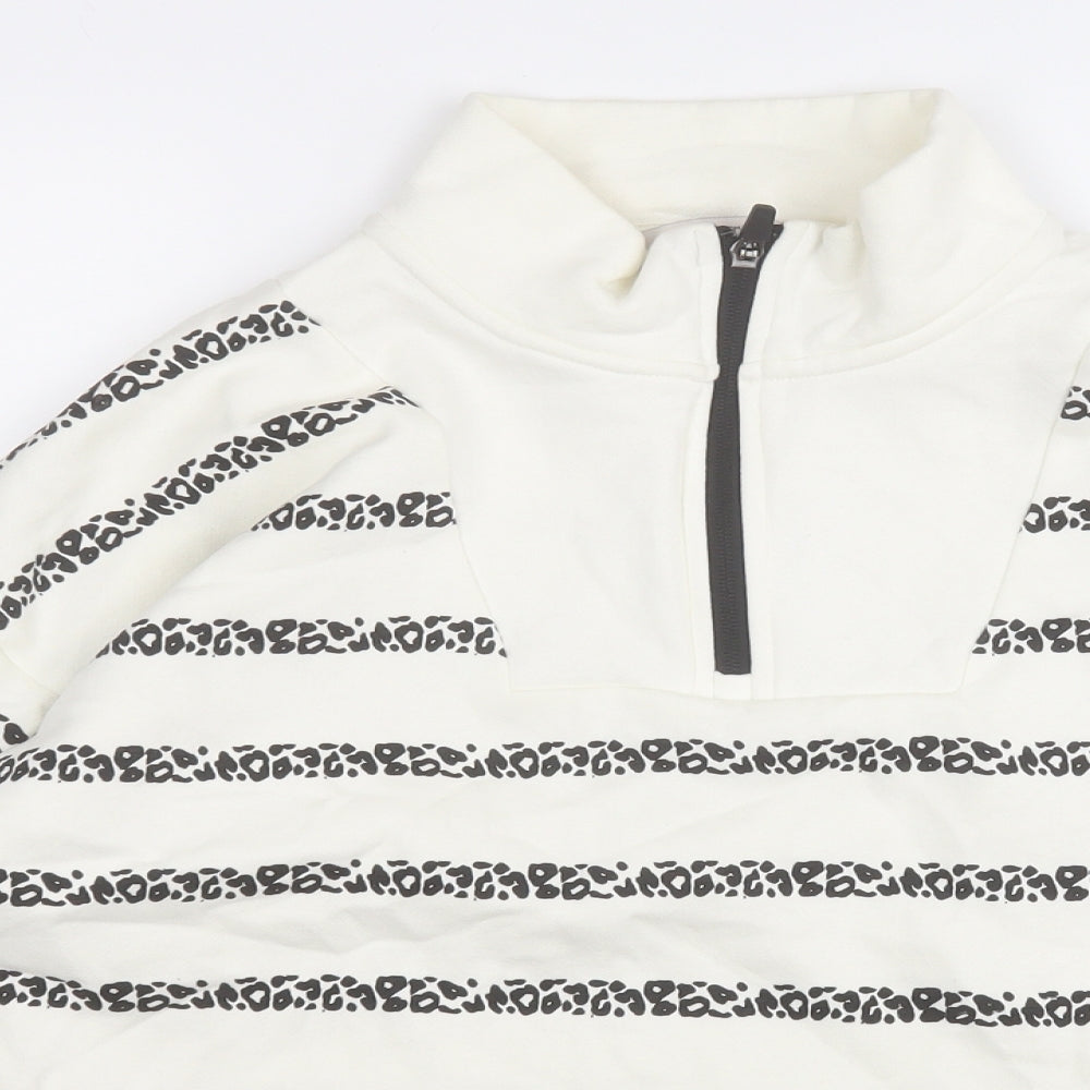 TU Womens White Striped Cotton Pullover Sweatshirt Size M