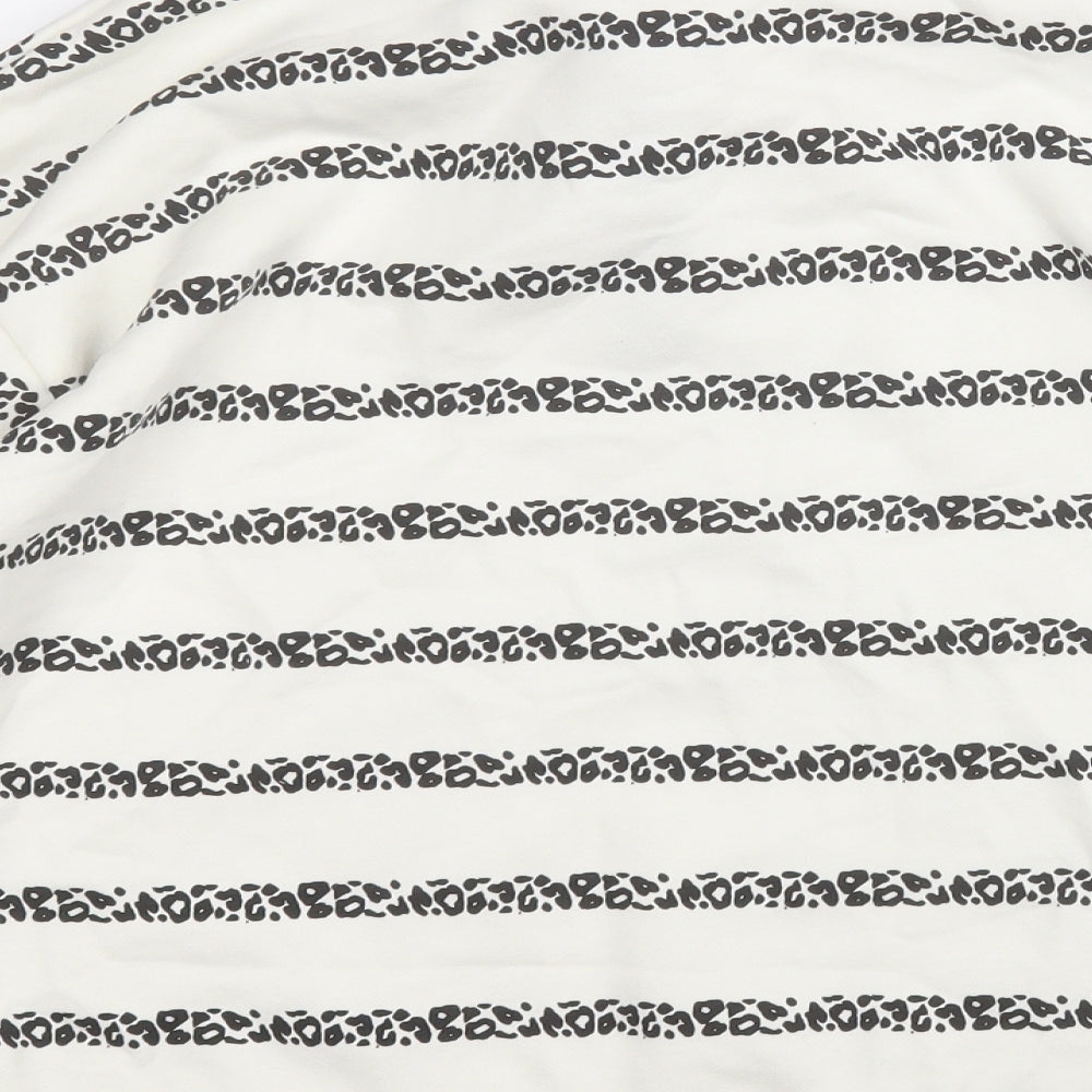 TU Womens White Striped Cotton Pullover Sweatshirt Size M