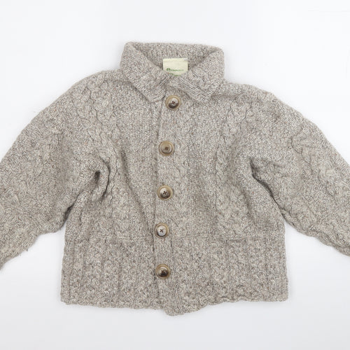 Emeralo Design  Womens Beige Collared  Acrylic Cardigan Jumper Size M