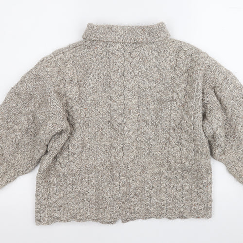 Emeralo Design  Womens Beige Collared  Acrylic Cardigan Jumper Size M