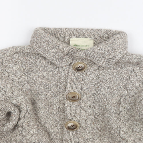 Emeralo Design  Womens Beige Collared  Acrylic Cardigan Jumper Size M