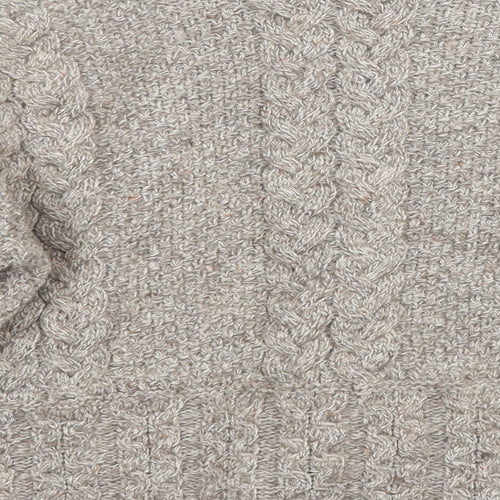 Emeralo Design  Womens Beige Collared  Acrylic Cardigan Jumper Size M