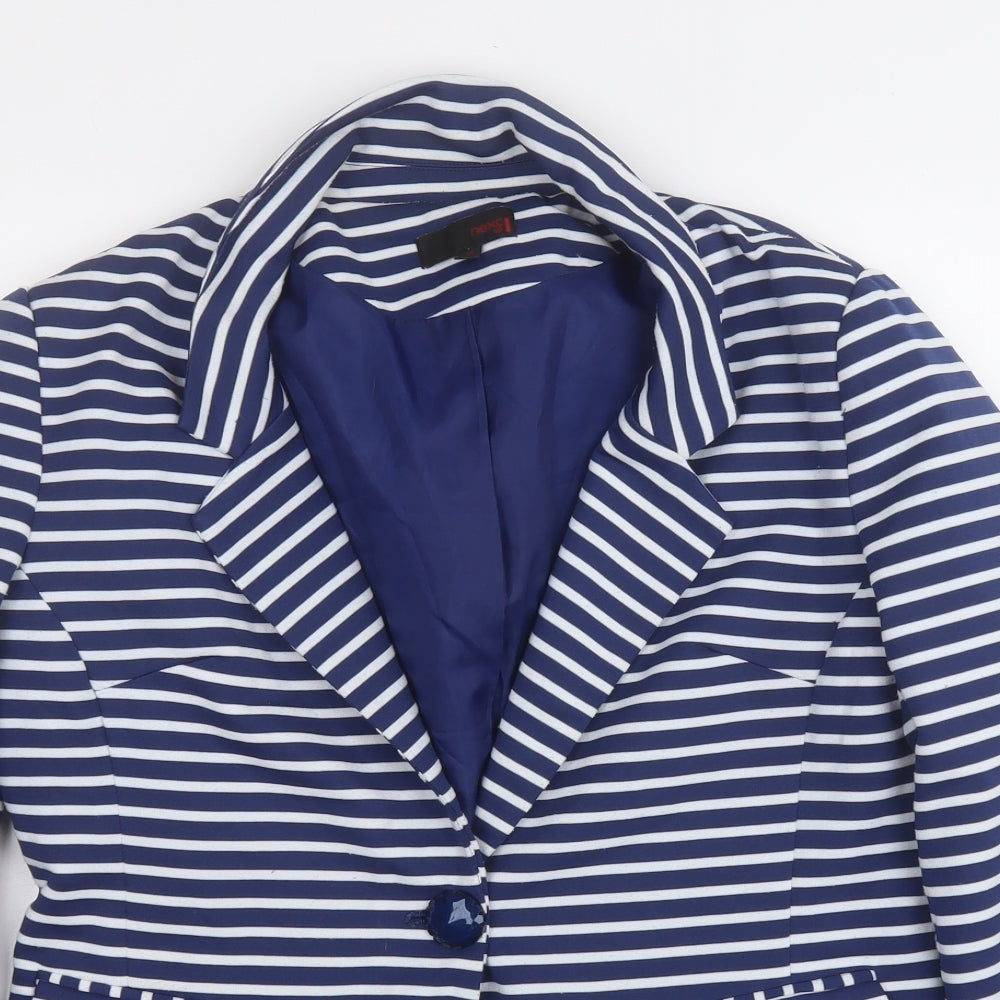 NEXT Womens Blue Striped  Jacket Blazer Size 14