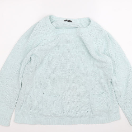 M&Co Womens Blue Roll Neck  Acrylic Pullover Jumper Size 14