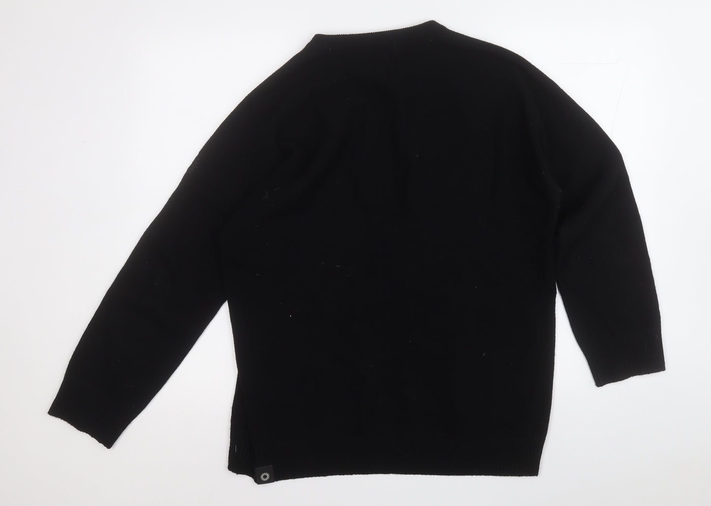 shackleton  Mens Black Round Neck  Wool Pullover Jumper Size L