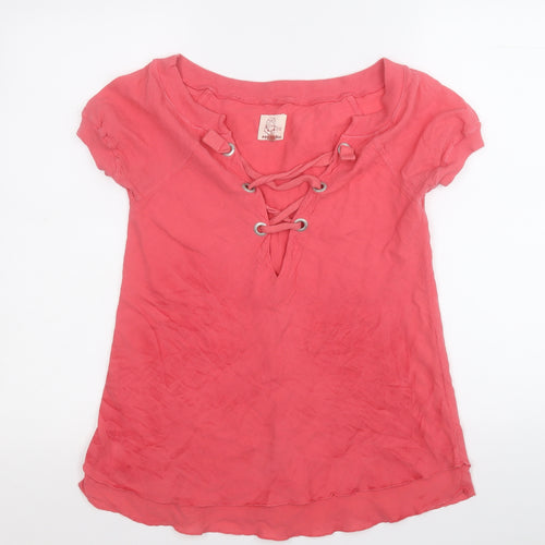 Republic Womens Pink  Cotton Basic T-Shirt Size XS V-Neck