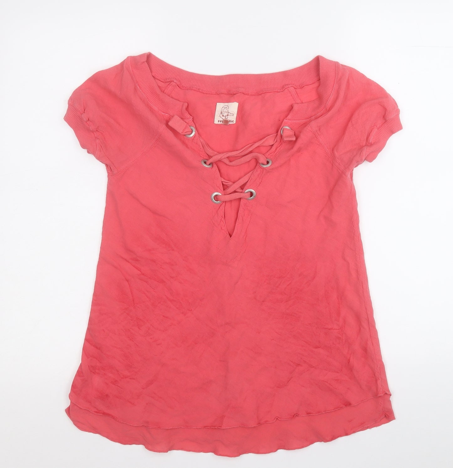 Republic Womens Pink  Cotton Basic T-Shirt Size XS V-Neck