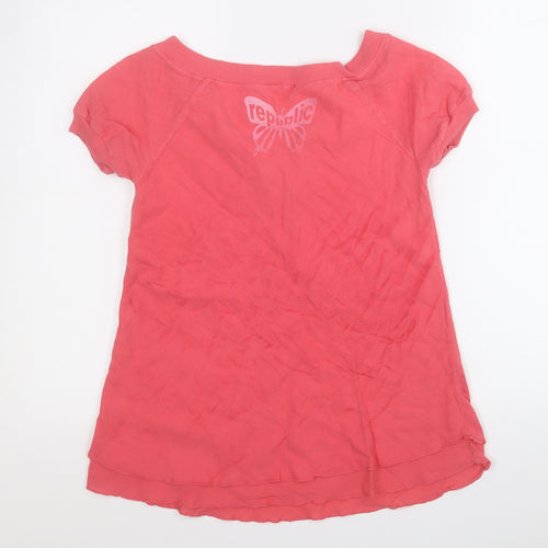 Republic Womens Pink  Cotton Basic T-Shirt Size XS V-Neck