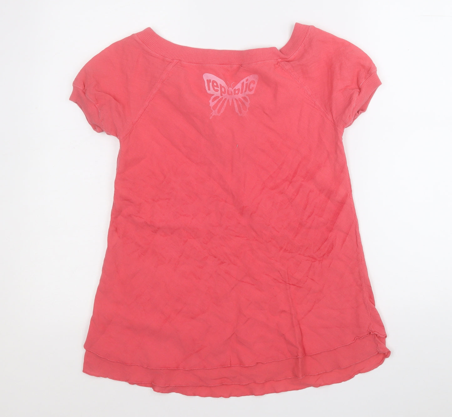 Republic Womens Pink  Cotton Basic T-Shirt Size XS V-Neck