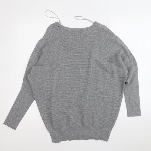 F&F Womens Grey V-Neck  Viscose Pullover Jumper Size 12