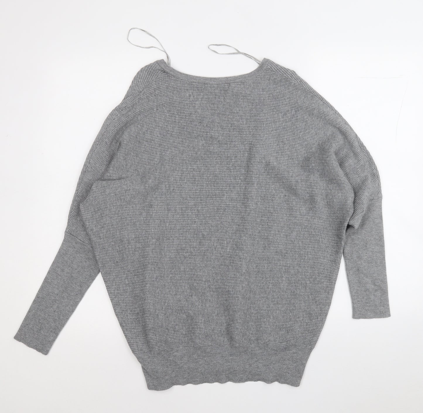 F&F Womens Grey V-Neck  Viscose Pullover Jumper Size 12