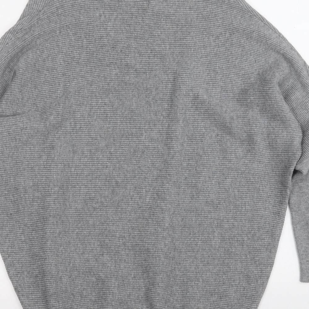 F&F Womens Grey V-Neck  Viscose Pullover Jumper Size 12