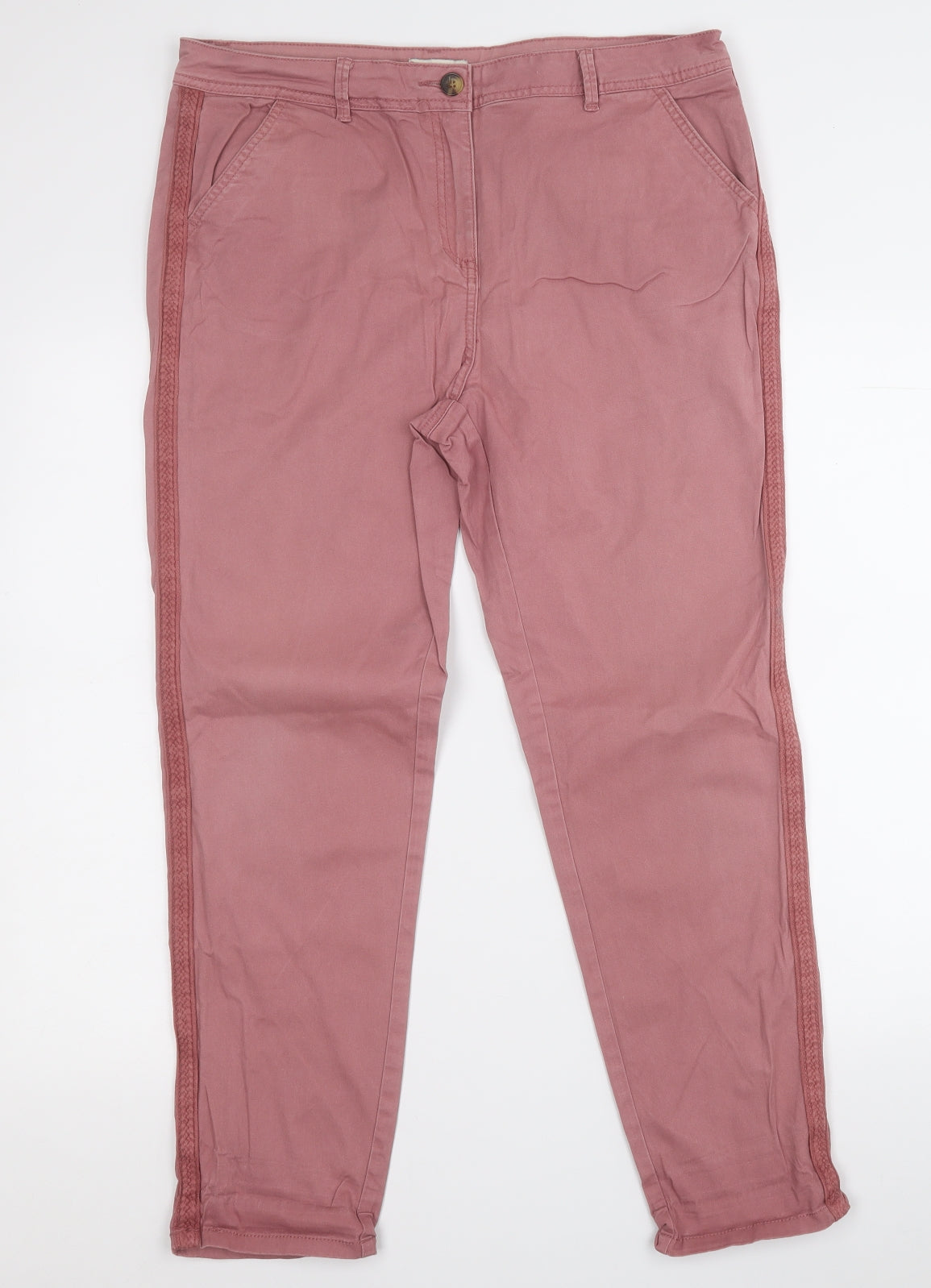 Papaya Womens Pink  Cotton Chino Trousers Size 14 L25 in Regular