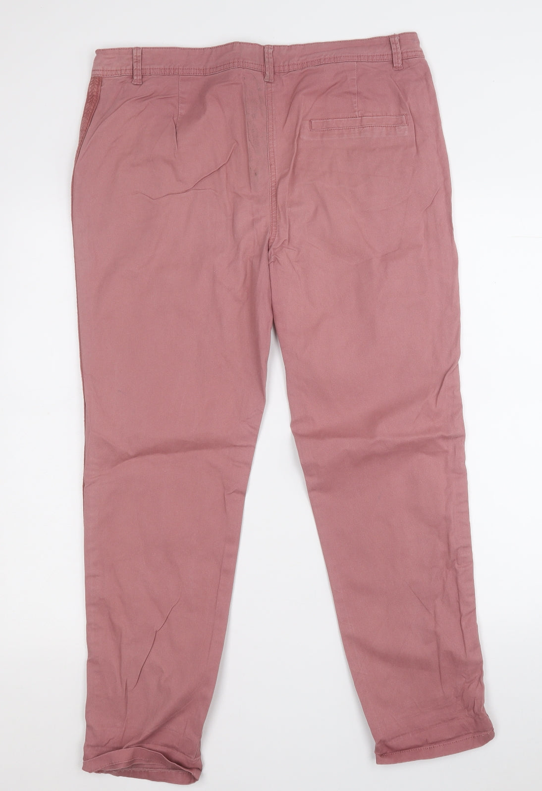 Papaya Womens Pink  Cotton Chino Trousers Size 14 L25 in Regular