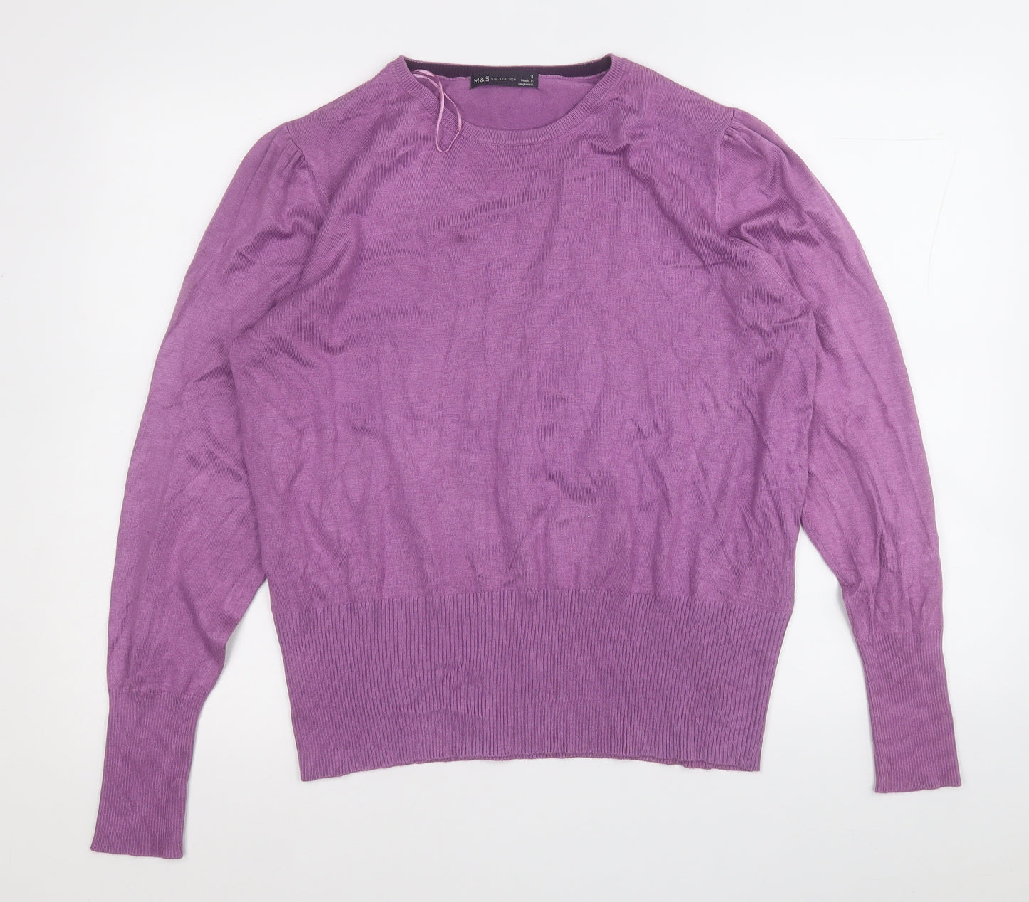 Marks and Spencer Womens Purple Round Neck  Viscose Pullover Jumper Size 18