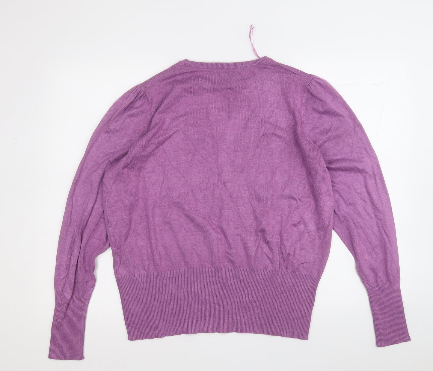 Marks and Spencer Womens Purple Round Neck  Viscose Pullover Jumper Size 18