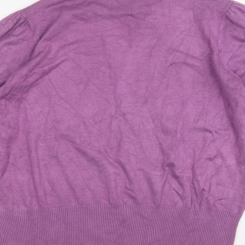 Marks and Spencer Womens Purple Round Neck  Viscose Pullover Jumper Size 18