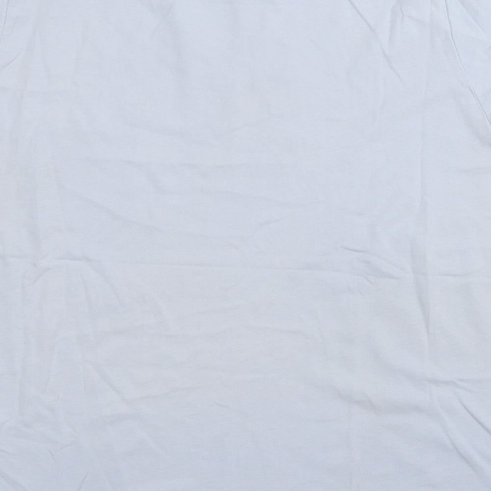 New Look Womens Blue  Cotton Basic T-Shirt Size 16 Round Neck