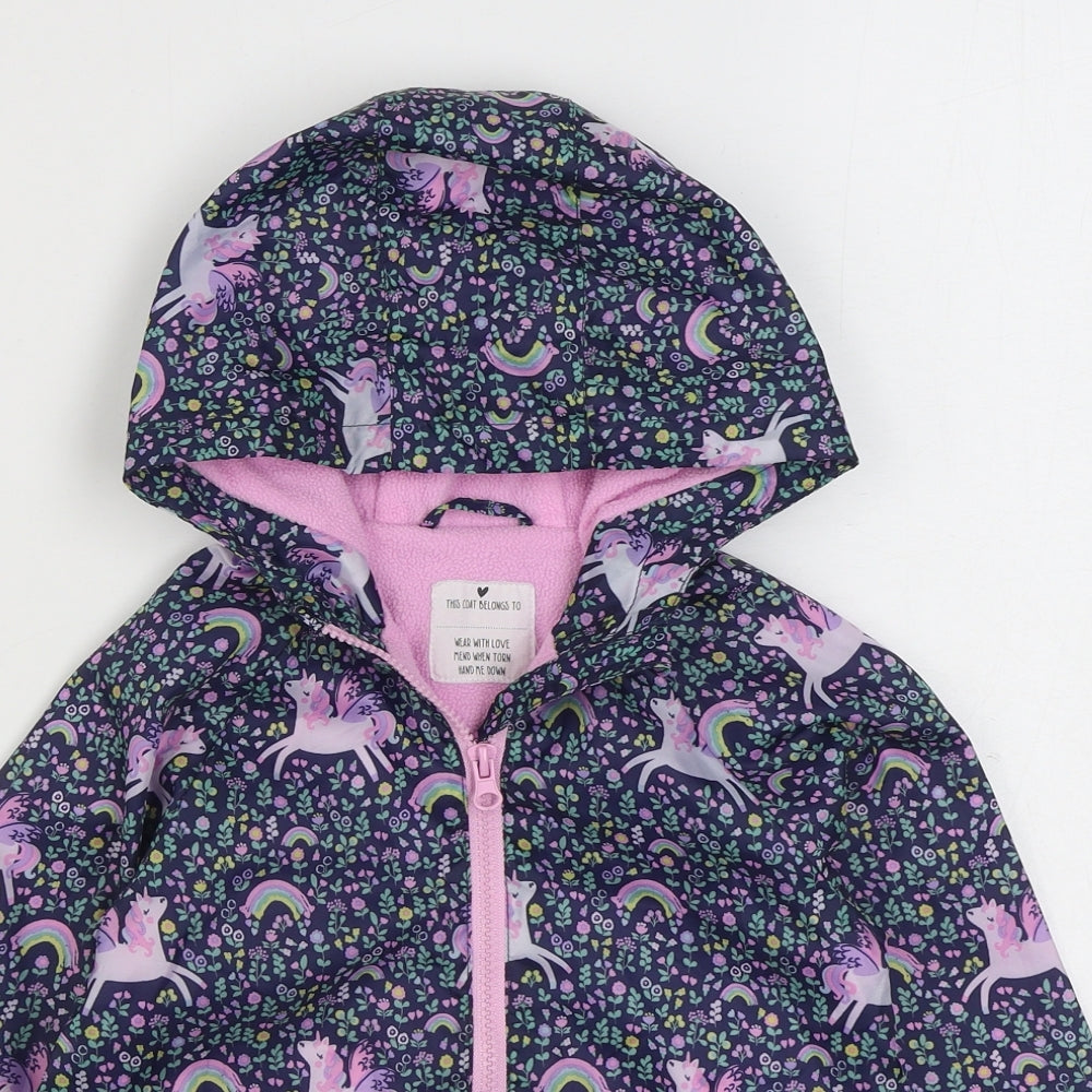 Matalan Girls Multicoloured Geometric  Rain Coat Coat Size 3-4 Years  Zip