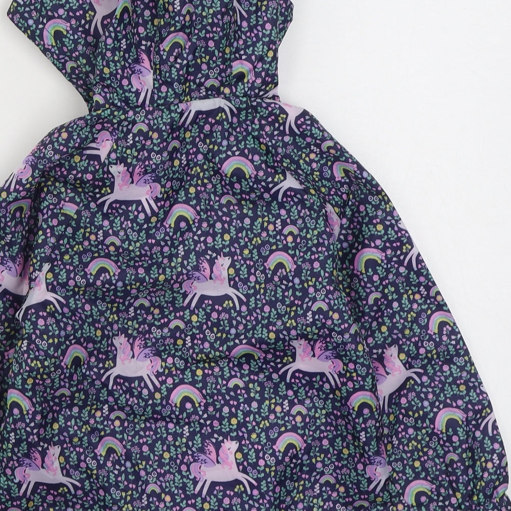 Matalan Girls Multicoloured Geometric  Rain Coat Coat Size 3-4 Years  Zip