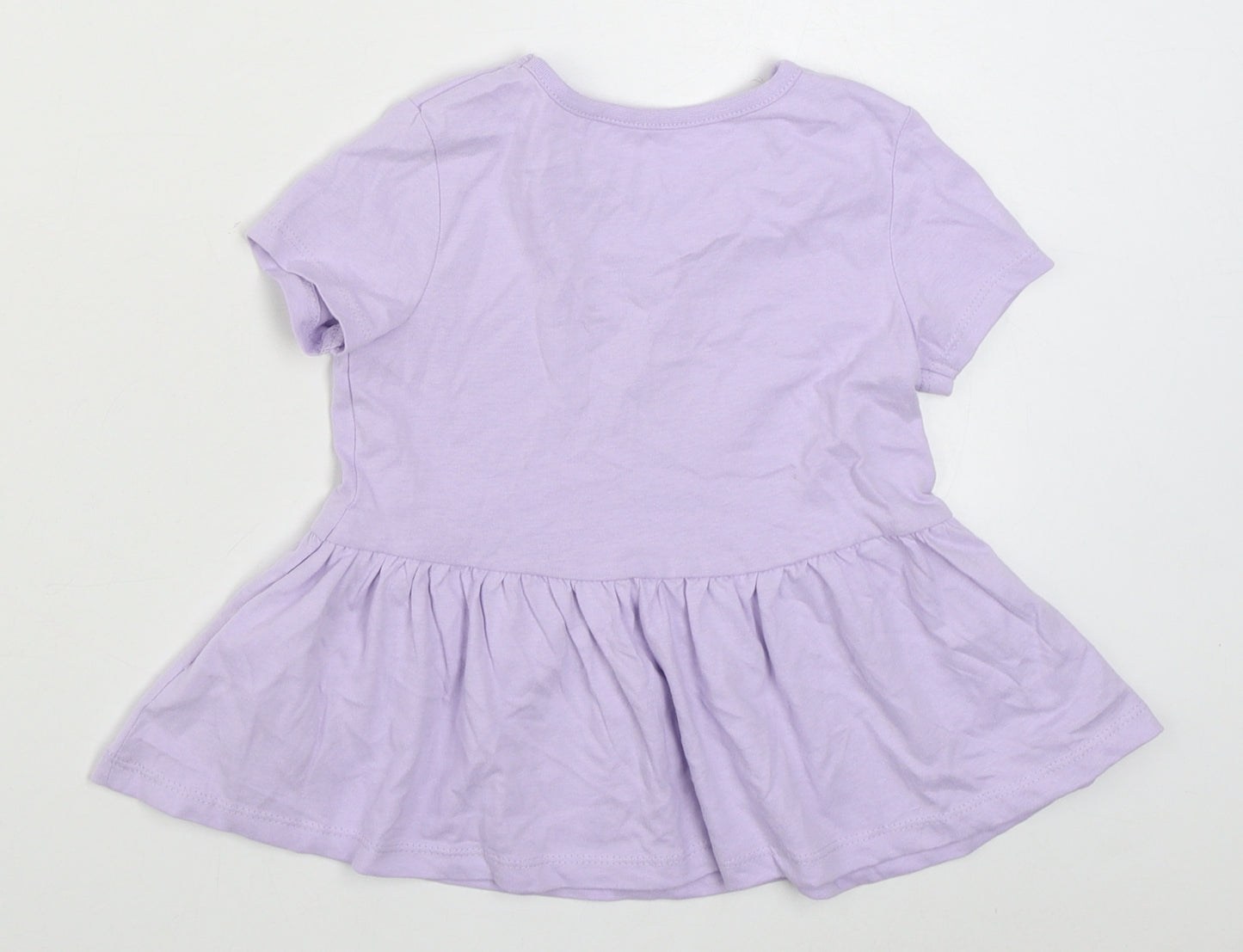 George Girls Purple  100% Cotton Skater Dress  Size 3-4 Years  Round Neck Pullover