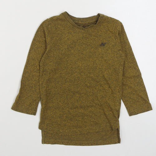 NEXT Boys Yellow  Cotton Basic T-Shirt Size 3 Years Round Neck Pullover