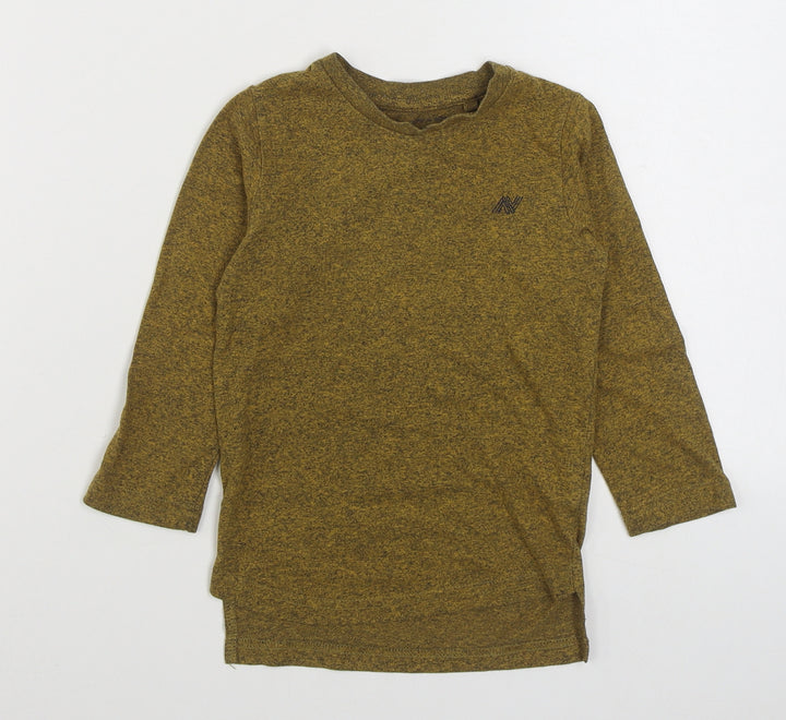 NEXT Boys Yellow  Cotton Basic T-Shirt Size 3 Years Round Neck Pullover